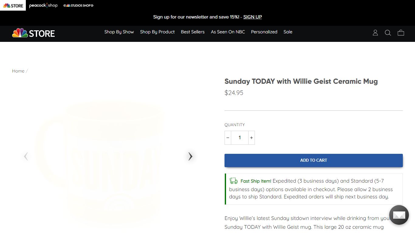 Sunday TODAY with Willie Geist Ceramic Mug | NBC Store