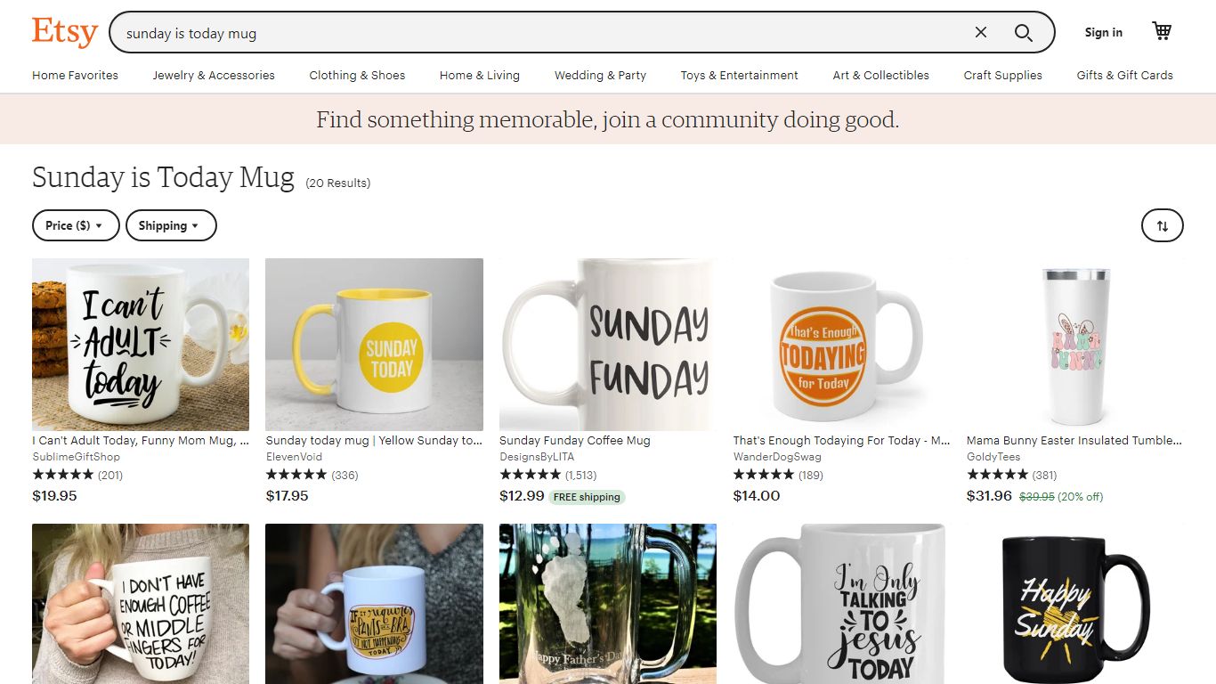 Sunday is today mug | Etsy